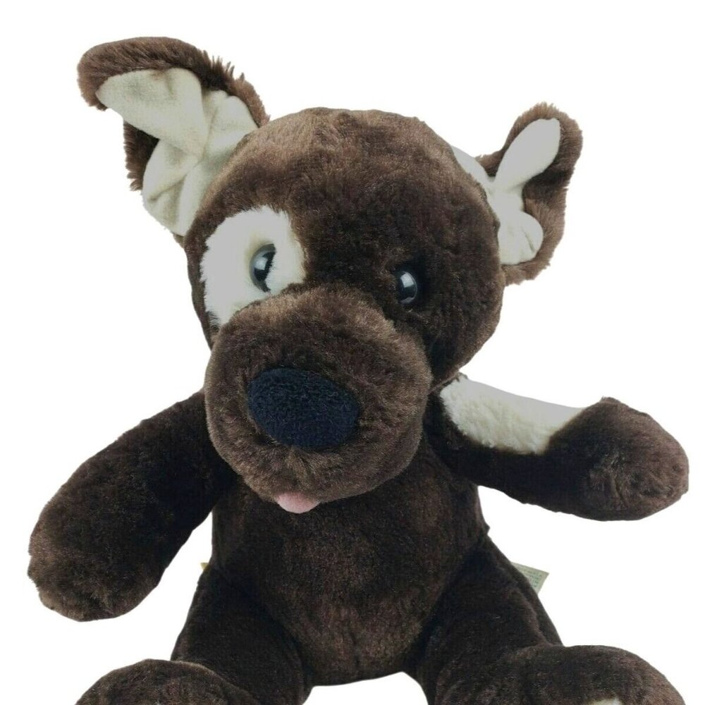 Build a Bear Dog Plush Puppy Brown Light Eye Spot Tongue Stuffed Animal BAB